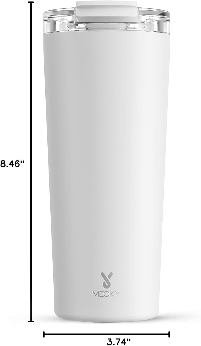 Meoky 24 oz Insulated Travel Coffee Mug: Leak Proof Lid, Ivory | Stainless - Image 3