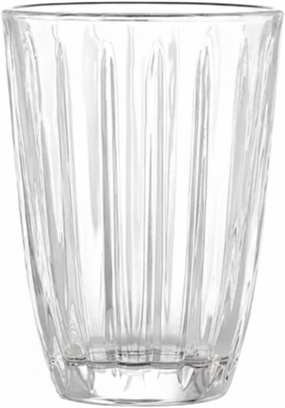 Handleless Glass Mug with Vertical Stripes by Unknown