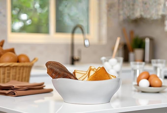 Salad Bowl,9 inch 45 oz Large Serving Bowl Set, Deep Bowl for Kitchen, White Ceramic Bowl Set for Soup, Cereal, Ramen, Pasta, Salad, Dishwasher & Microwave Safe, Easy Clean