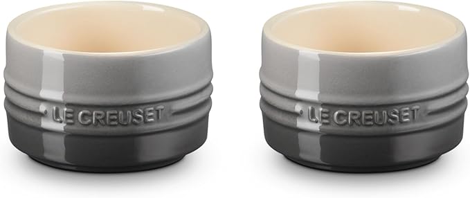 Le Creuset Stoneware Round Ramekin Straight Wall Set of 2, 7 oz. Each, Oyster