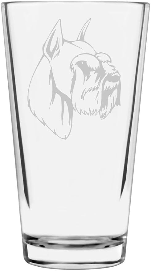 Miniature Schnauzer Custom Personalized Dog Themed Etched All Purpose 16oz Pint Glass