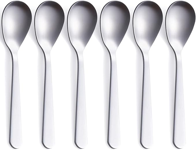 Demitasse Espresso Spoons, Stainless Steel Satin Finish Coffee Spoons, Mini Teaspoons, Sugar Spoons, 4.7-inch, Set of 6, Silver, 6-PIECE, 1