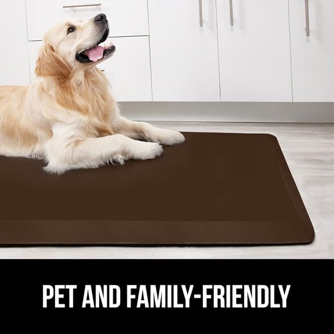 GORILLA GRIP Comfortable Cushioned Kitchen Mats for Floor, Waterproof and Stain Resistant Soft Top, 3/4 Inch Thick Ergonomic Standing Desk Anti Fatigue Mat, Foam Supports Ankles and Feet, 20x32, Brown