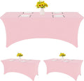 HAISIWLKJ 3 Pack Table Cloth 8ft Pink Tablecloths for Rectangle Folding Table Spandex Fitted Stretch Cover Wrinkle Resistant Washable Protector for Party, Wedding, Banquet, Festival.