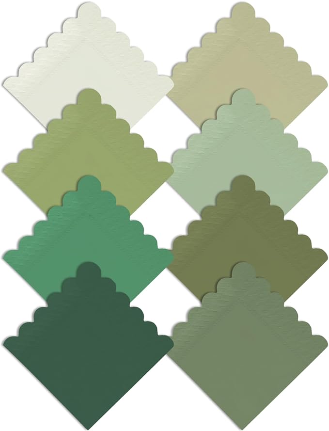 qiqee Green Series Cocktail Dinner Napkins 5x5inch Disposable Beverage,Wedding, Birthday Party Dessert Wave Paper Napkins(120 Count)