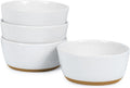 Cereal Bowls Set of 4,Ceramic Bowls for Kitchen,6 Inch Stoneware Bowls, Round Porcelain Pasta Bowl,Dishwasher&Microwave Safe,White(Brown Bottom)