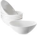 DOWAN Cereal Bowls, 12 oz White Ceramic Serving Bowl Set of 6, Oval Ice Cream Bowls for Snack Dessert Salad Pasta Soup, Microwave & Dishwasher Safe, Good Size for Garden Tea Parties