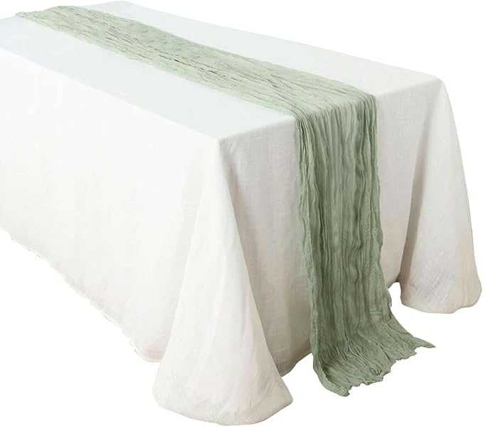 Efavormart 10ft Sage Green Cheesecloth Table Runner - Image 7