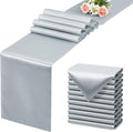 Silver Satin Table Runner, 12x108 Inches, 4 Pack | Premium Satin, Smooth by VCUSUELER