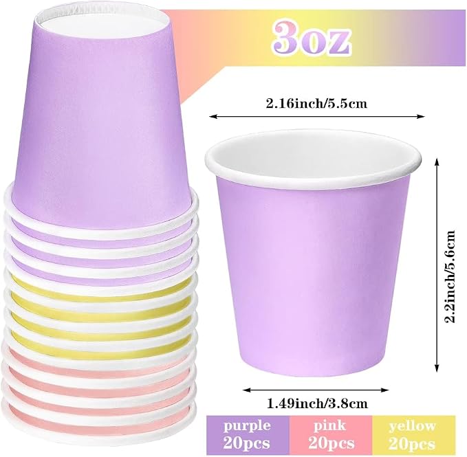 3 oz Disposable Paper Cups, 60 Pack Bathroom Cups | Leak-proof Mouthwash Cups - Image 2