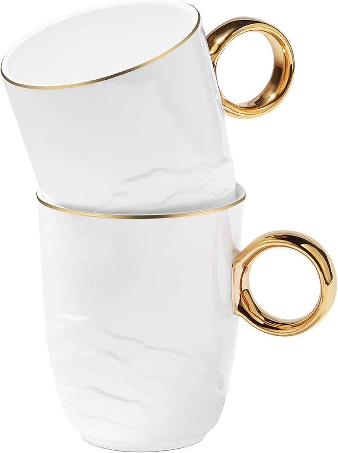 Chulan 12 oz Fine Bone China White Coffee Mugs by HeartWaxBeadsforSensitiveSkin%EF%BC%86FullBodyand45contentFineBoneChina