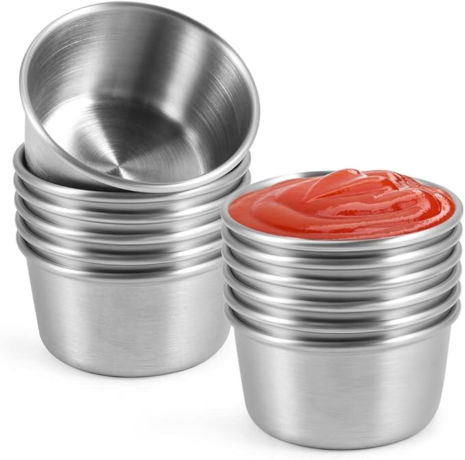 Ramekin Sauce Dipping Bowl Mini Sauce Cups Pudding Condiment Cups for Home Party Restaurant (Sliver 12PCS 75ml)