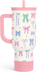 SANDJEST Bow 40oz Tumbler With Handle and Straw, Insulated Stainless Steel by SANDJEST