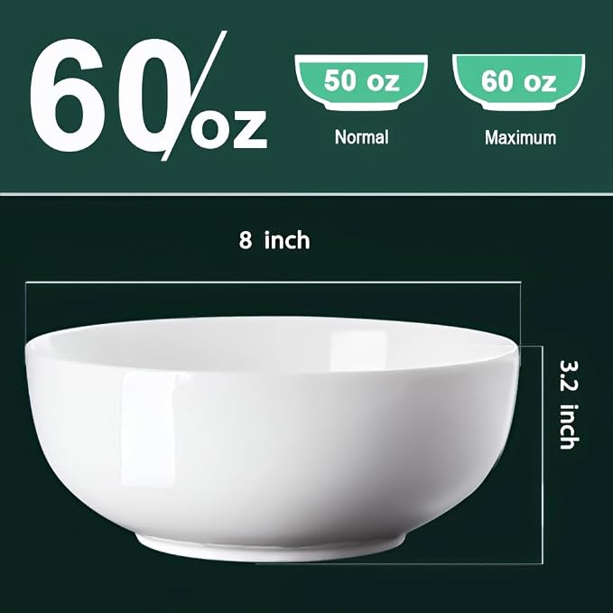 QINLANG 3 Pack Salad Bowl, 8 inch 60 oz Large Serving Bowl Set, Deep Bowl - Image 3