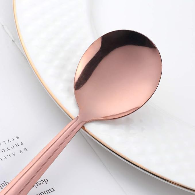 Bouillon Spoons Set of 12, 5.9 Inch Stainless Steel Soup Spoon, Metal Round - Image 5
