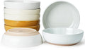 Pasta Bowls Set of 8, 34oz Speckled Ceramic Bowls Set for Serving Salad, Pasta, Soup, Dinner, 8" Wide and Deep Bowls, Dishwasher & Microwave Safe, Matte Terracotta Base (Mixed Color)