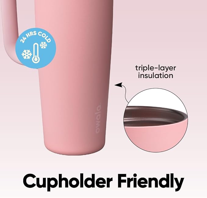 Owala FreeSip Tumbler Stainless Steel Water Bottle 30 oz Rose Quartz | - Image 4