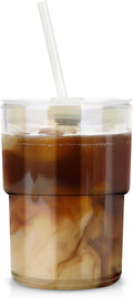 Luxfuel 13 oz Glass Cups with Lids and Straws Reusable Iced Coffee Tumbler | by Luxfuel
