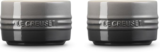 Le Creuset Stoneware Round Ramekin Straight Wall Set of 2, 7 oz. Each, Oyster