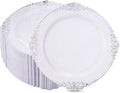 100pcs White Silver Plastic Plates by Hioasis