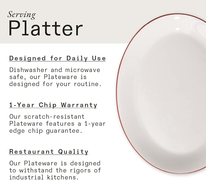 Made In Cookware - Serving Platter - White With Red Rim - Porcelain England