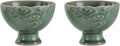 KAMMAK Tea Cup Set of 2 Small Tea Cups 3.7oz Green Porcelain Tea Cup Set by KAMMAK