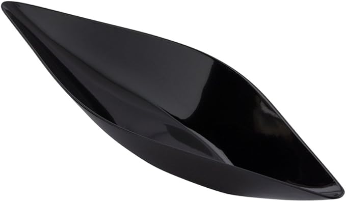 Restaurantware 1 Ounce Dipping Sauce Bowls 100 Disposable Dipping Sauce Dishes - Canoe Shaped Unique Design Black Plastic Small Dishes For Dips Appetizers Desserts Or Samples