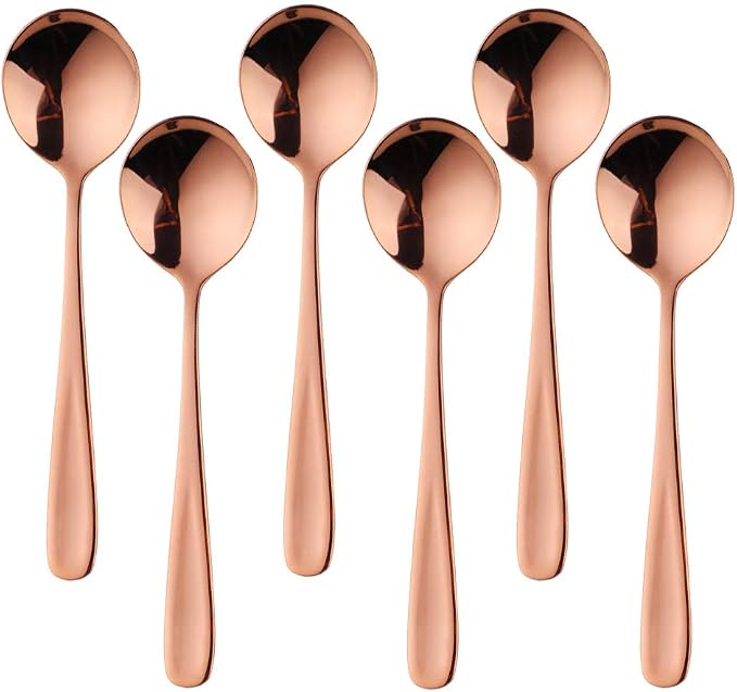 Buyer Star Bouillon Spoon Sets, 7-Inch Round Soup Spoons, Stainless Steel by BuyerStar