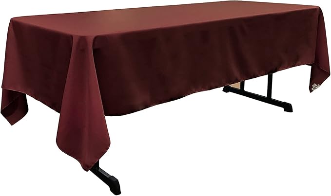 LA Linen Polyester Poplin Washable Rectangular Tablecloth, Stain and Wrinkle Resistant Table Cover 60x108, Fabric Table Cloth for Dinning, Kitchen, Party, Holiday 60 by 108-Inch, Burgundy