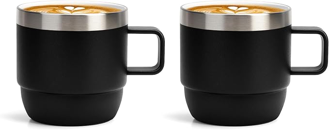 Zenbo 6 oz Espresso Mug with Handle, Ceramic-Lined 18/8 Stainless Steel | by Zenbo