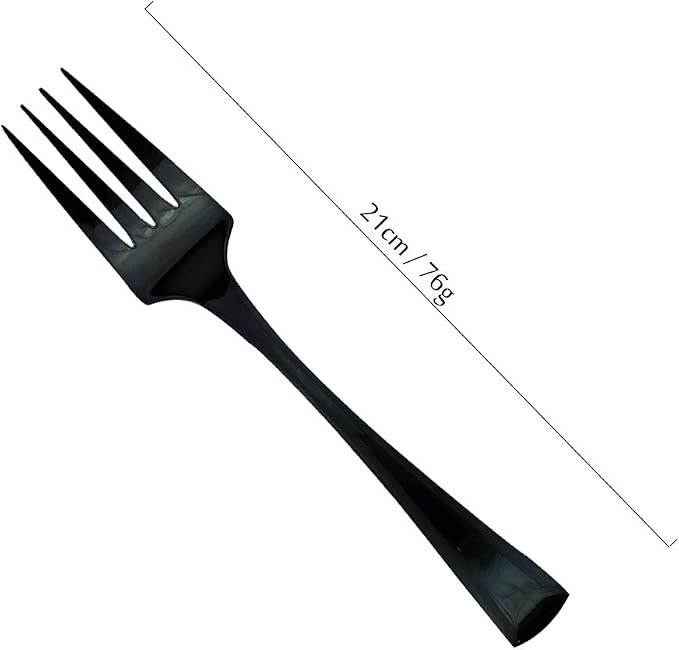 JASHII 18/10 Stainless Steel Mirror Polished Black 2 Pcs Spoon & 2 Pcs Fork - Image 3