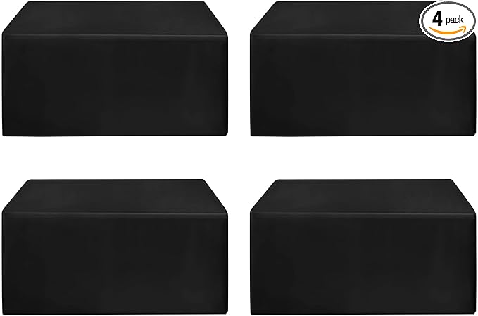 HolidayIdeas Fitted Black Tableclothes - 96 x 30 Inch - 4 Pack Rectangle Tablecloths for 8 Foot Tables, Polyester Fabric Table Covers for Parties, Holiday Dinner, Wedding, Trade Show