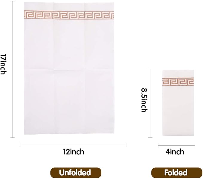 Vplus 200 PACK Guest Towels Disposable Bathroom, Decorative Bathroom Napkins, Soft and Absorbent Disposable Dinner Napkins Cloth Like for Kitchen, Parties, Weddings, Christmas Party(Rose Gold)