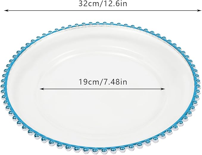 50 Pcs Charger Plates Set, Round Charger Plates, Reusable Serving Plates Embossed Rim Plastic Chargers Plate Decorative Round Plate Chargers for Dinner Plate Table Wedding Shower Decoration