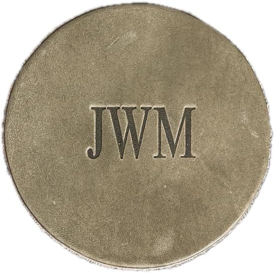 Ox & Pine Personalized Leather Coaster - Sold Individually or in Sets of 4 - Customize Inscription - 100% Full-Grain Leather – 4" Round or 4" Square (Round, Stone Natural, 1 Individual Coaster)