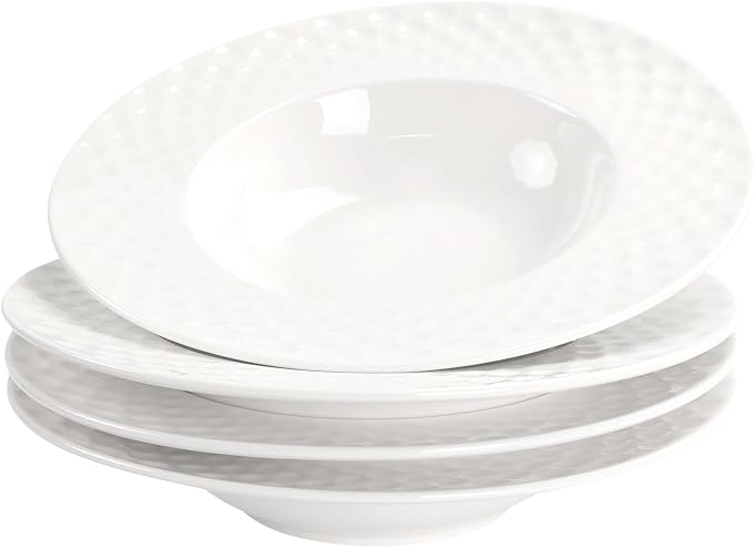 Soup Bowls, Pasta Bowls Plates, Embossed Porcelain Wide Rim Bowls, 10 Oz by Jinsongdafa