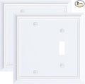 2-Pack Combo Blank/Toggle Light Switch Cover Plate, Pure White Modern Decorative Electrical Outlet Covers, Bamboo Fiber Wall Switch Plates and Outlet Covers
