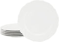 Elama Henryi 6 Piece Embossed Rim Detail Porcelain White 8.75 Inch Salad Plate by Elama