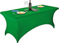 LZY Spandex Table Covers 6 Feet, Stretch/Fitted Table Covers for 6 Feet Folding Table, Rectangular Spandex Table Cloths for Wedding Party or Event (6FT-2PCS, Emerald)