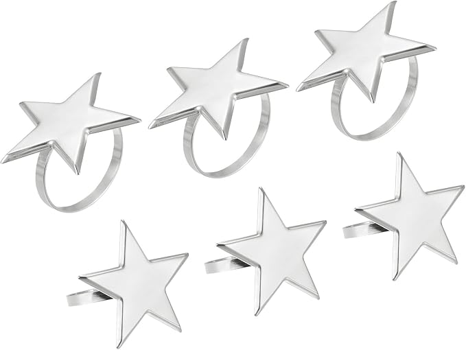 uxcell Metal Napkin Rings Set of 6, Star Napkin Ring Holder Buckle by uxcell