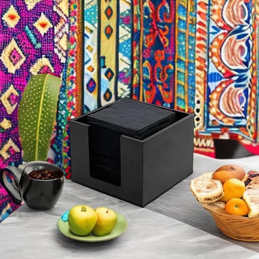 Restaurantware 5.5 x 4 Inch Cocktail Napkin Holder 1 Square Flat Napkin Holder - For Bars Kitchen Tables or Countertops Sturdy Black Bamboo Tissue Napkin Holder Dining Room Decor