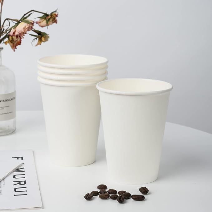 YEEHAW 12 oz 500 Pack White Disposable Paper Coffee Cups | - Image 3