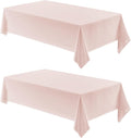 2 Pack Rectangle Tablecloth, 60x104 inch, Water Resistant Wrinkle Free Linen Textured Table Cloth Washable, Decorative Fabric Table Cover for Dining, Party and Camping, Pink