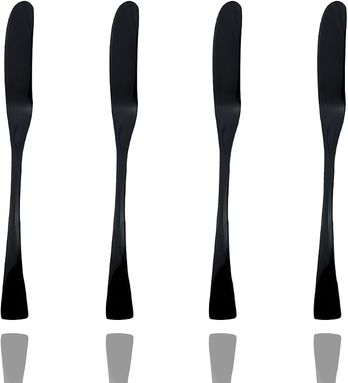 JASHII 18/10 Stainless Steel 4 Piece Mirror Polished Black Butter Knife Bagels by JASHII