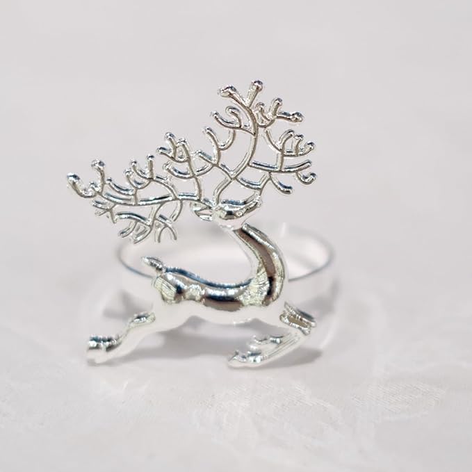 [New Napkin Rings Set of 8 Siliver Set of 8 Napkin Rings Christmas, Holidays, Thanksgiving (Deer-5)