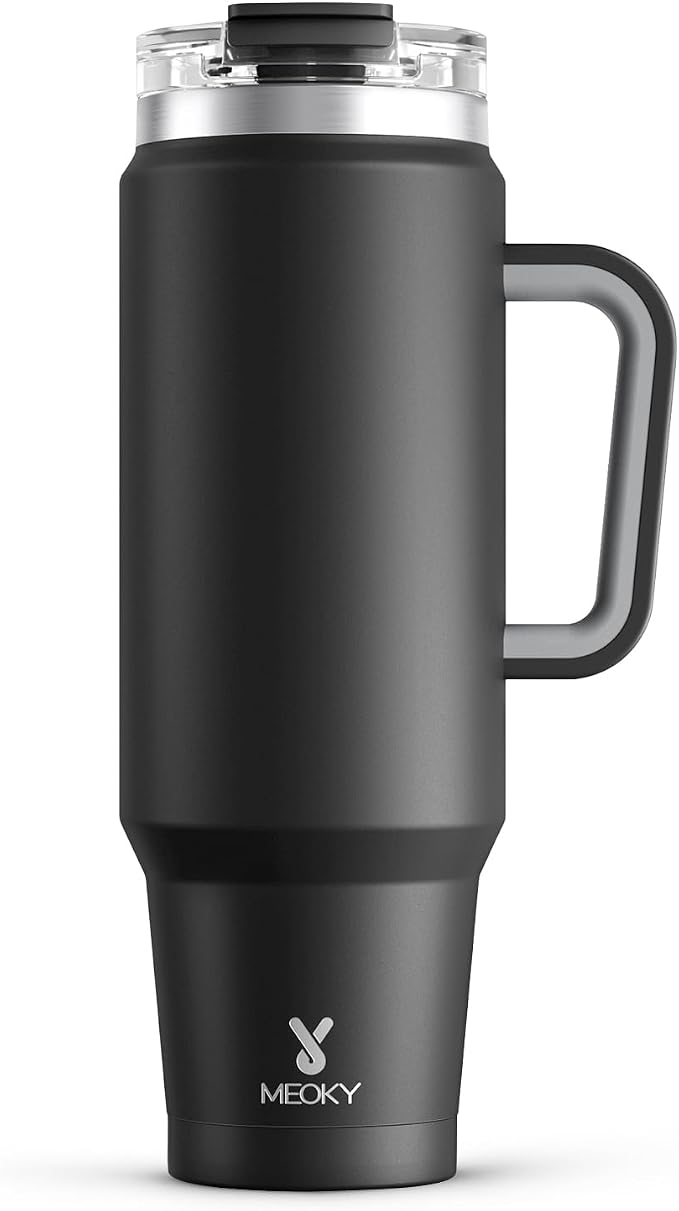 Meoky 40 oz Tumbler with Handle and Straw, Insulated Tumbler with Lid and Straw by MEOKY