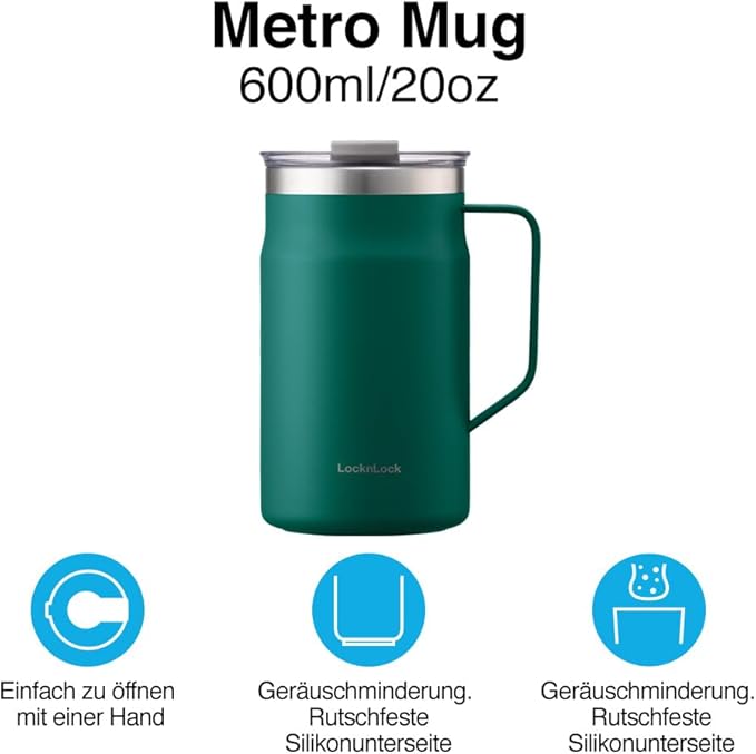 LocknLock Metro Mug, Premium 18/8 Stainless Steel Metal, Double Wall Insulated - Image 3