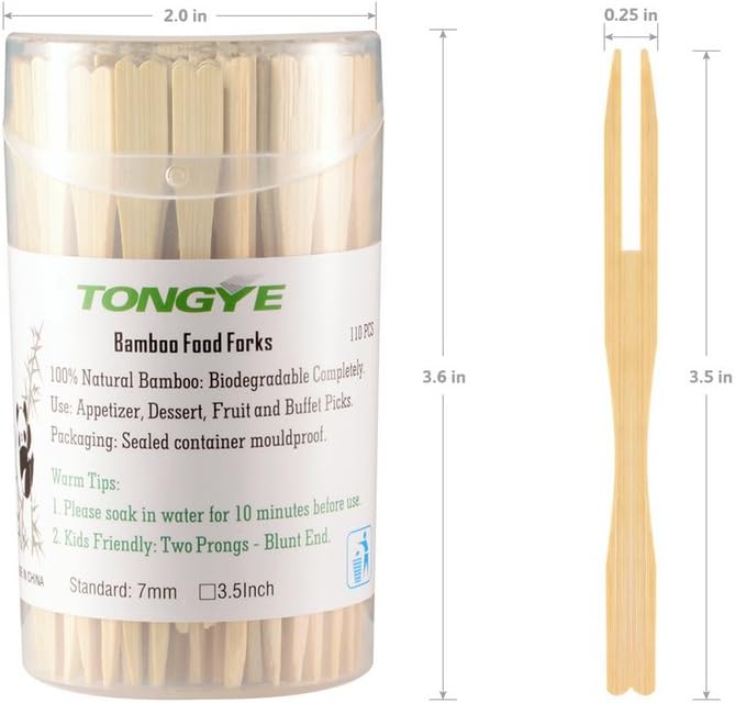 [3 Packs of 110 PCS] 3.5 inch Appetizer Forks, Mini Forks for Appetizers, Cocktail Forks Appetizer Forks, Bamboo Toothpicks for Appetizer, Wooden Forks Food Picks for Fruit, Charcuterie Accessories.