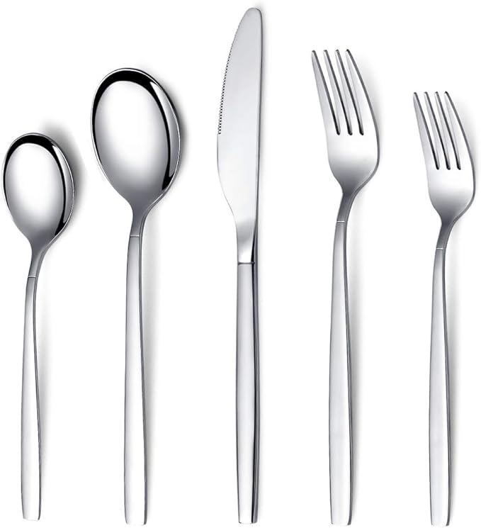 Berglander Flatware Set 40 Pieces, Stainless Steel Flatware Set, Silverware Set Service For 8