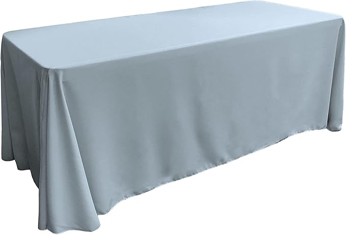 LA Linen Polyester Poplin Washable Rectangular Tablecloth, Stain and Wrinkle Resistant Table Cover 90x132, Fabric Table Cloth for Dinning, Kitchen, Party, Holiday 90 by 132-Inch, Blue Light